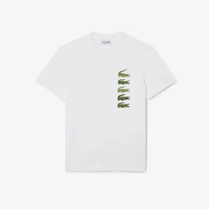 TShirts Men Lacoste Men039s Regular Fit Iconic Croc TShirt White 001