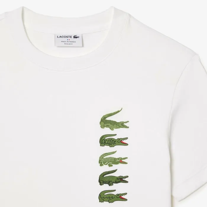 TShirts Men Lacoste Men039s Regular Fit Iconic Croc TShirt White 001