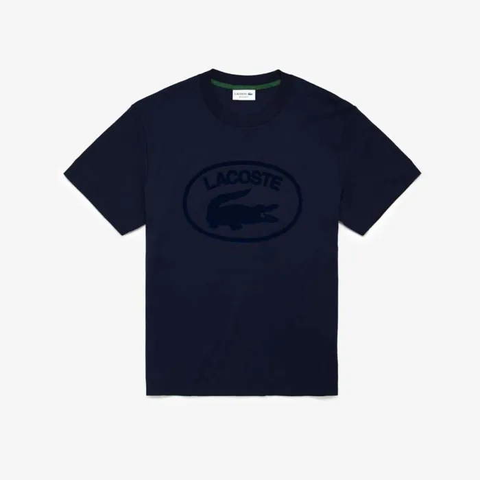 TShirts Men Lacoste Men039s Relaxed Fit Branded Cotton TShirt Navy Blue 166