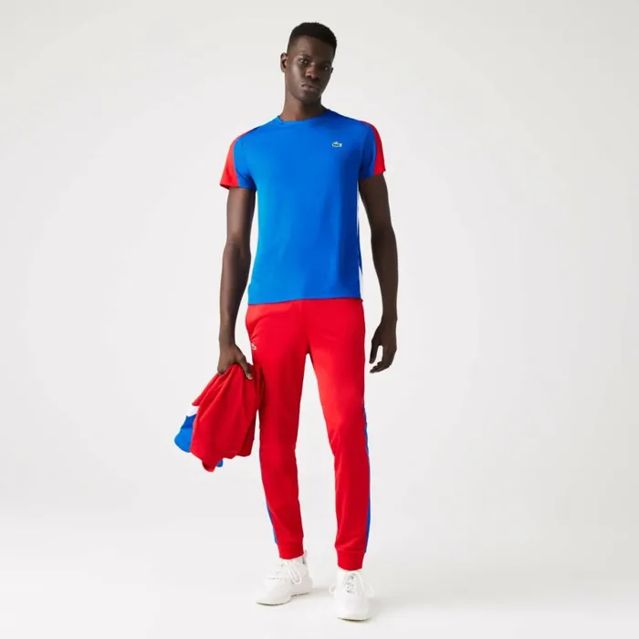 TShirts Men Lacoste Men039s SPORT Crocodile Print Tennis TShirt Blue Red White Yh7