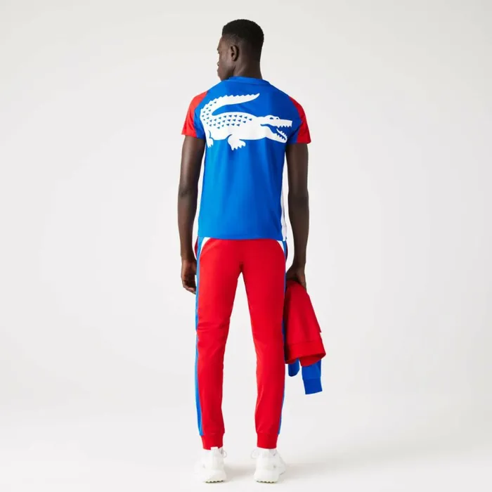TShirts Men Lacoste Men039s SPORT Crocodile Print Tennis TShirt Blue Red White Yh7
