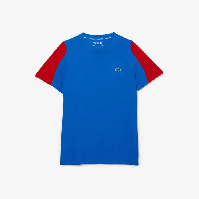 TShirts Men Lacoste Men039s SPORT Crocodile Print Tennis TShirt Blue Red White Yh7