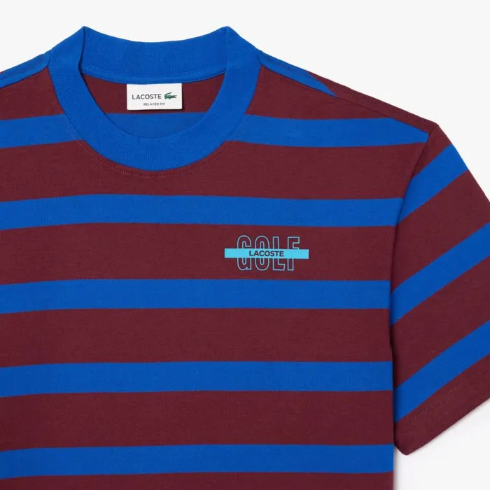 TShirts Men Lacoste Men039s Striped 3D Print Cotton TShirt Bordeaux Blue Q5i