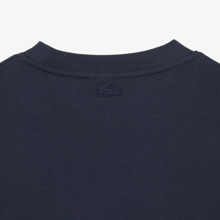 TShirts Men Lacoste Mens Loose Fit Long Sleeve Printed TShirt Blue Xie