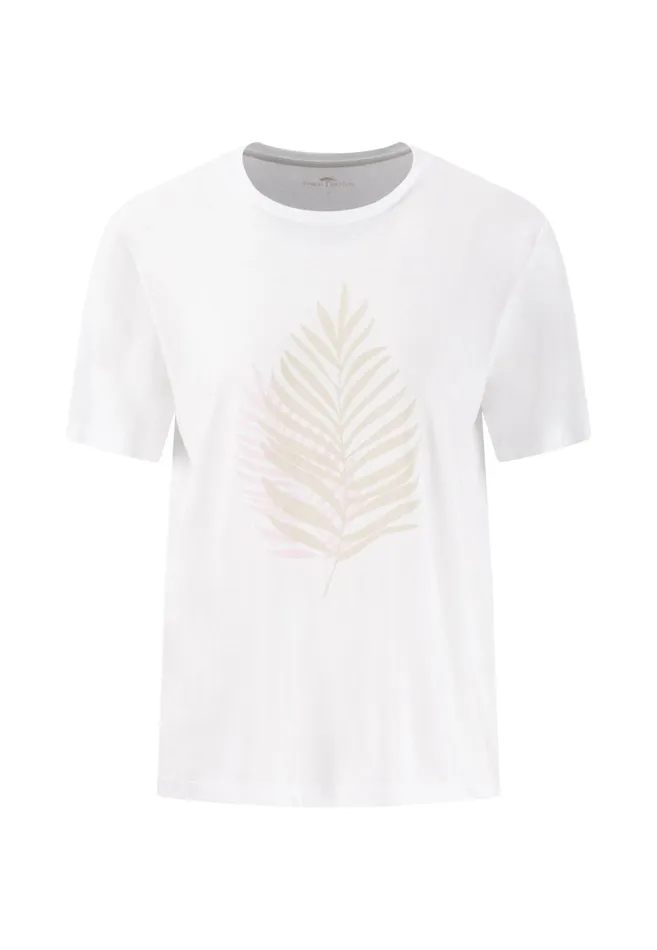 Tshirts Women FYNCHHATTON Tshirt With A Circular Neckline And Fernprint White