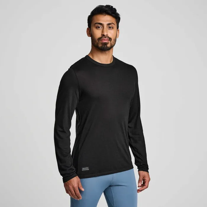 Tops Peregrine Merino Long Sleeve Black 8211 Saucony Men
