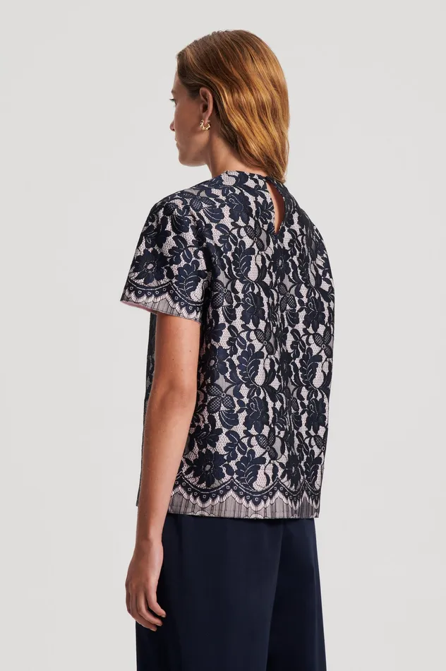 Tops Scanlan Theodore Women BONDED LACE TOP NAVY
