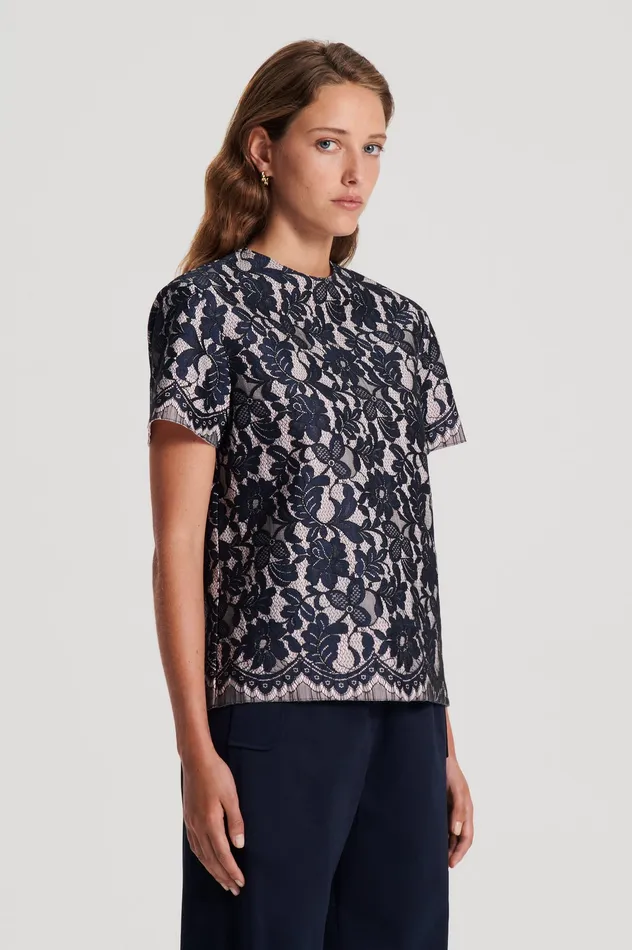 Tops Scanlan Theodore Women BONDED LACE TOP NAVY