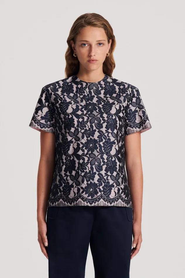 Tops Scanlan Theodore Women BONDED LACE TOP NAVY