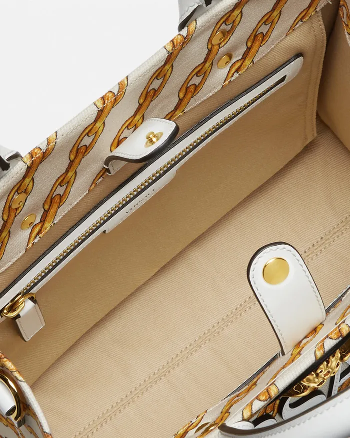 Totes Women Versace Chain Stripes La Medusa Small Tote Bag Print