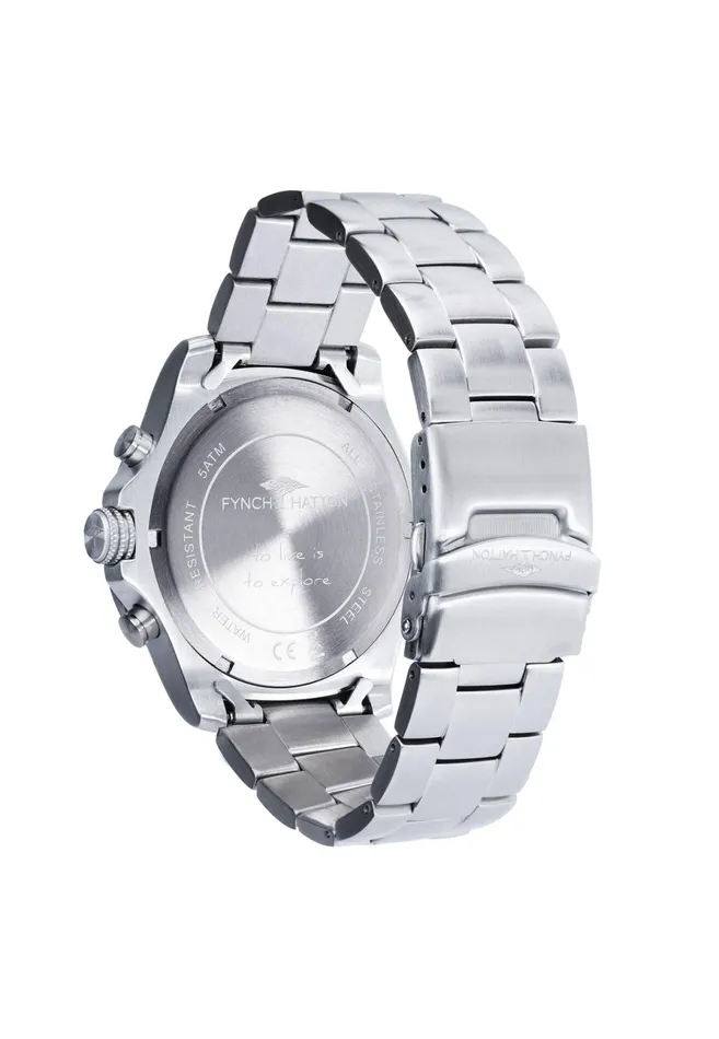 Watch Men FYNCHHATTON Watch With Stainless Steel Band Silver