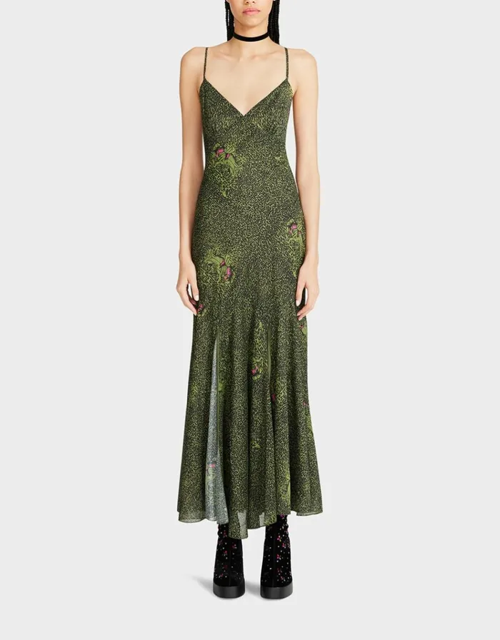Women ADDISON MIDI DRESS GREEN LEOPARD Leopard Betsey Johnson