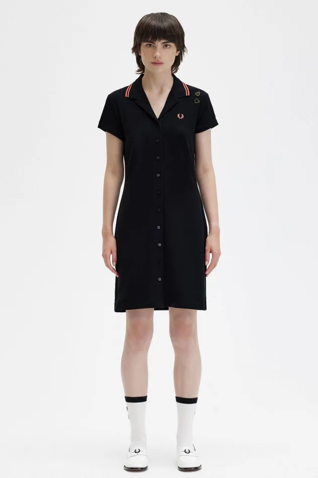 Women Amy Winehouse FoundationButtonThrough Piqu Shirt Dress Black Fred Perry Dresses Women Amy Winehouse FoundationButtonThrough Piqu Shirt Dress Black Fred Perry Dresses
