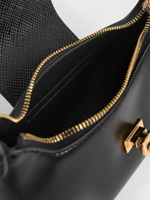 Women Arwen Belted Shoulder Bag 8211 Black CHARLES and KEITH Shoulder Bags