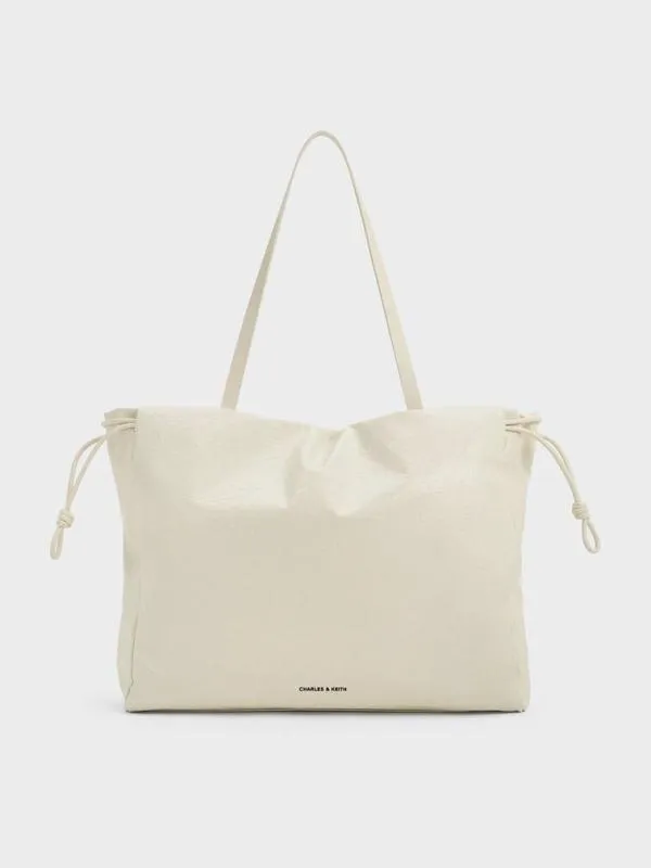 Women Bethel CrinkleEffect Ruched Drawstring Tote Bag 8211 Cream CHARLES and KEITH Slouchy Bags Women Bethel CrinkleEffect Ruched Drawstring Tote Bag 8211 Cream CHARLES and KEITH Slouchy Bags