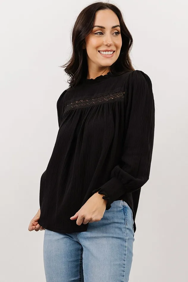Women Blouses Shirts Baltic Born Revere Lace Top Black