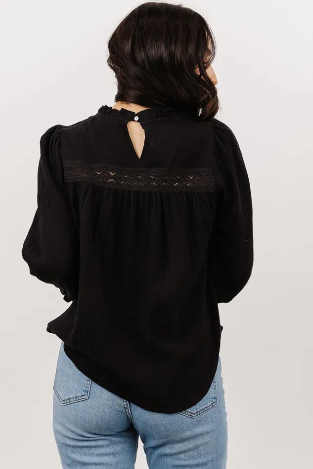 Women Blouses Shirts Baltic Born Revere Lace Top Black