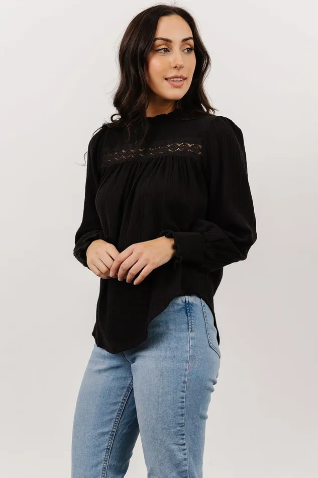 Women Blouses Shirts Baltic Born Revere Lace Top Black