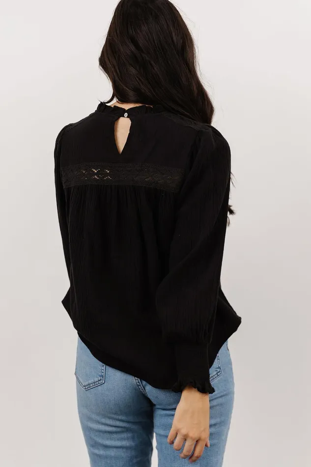 Women Blouses Shirts Baltic Born Revere Lace Top Black