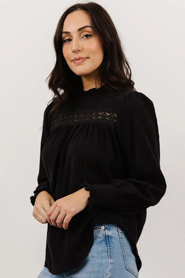 Women Blouses Shirts Baltic Born Revere Lace Top Black