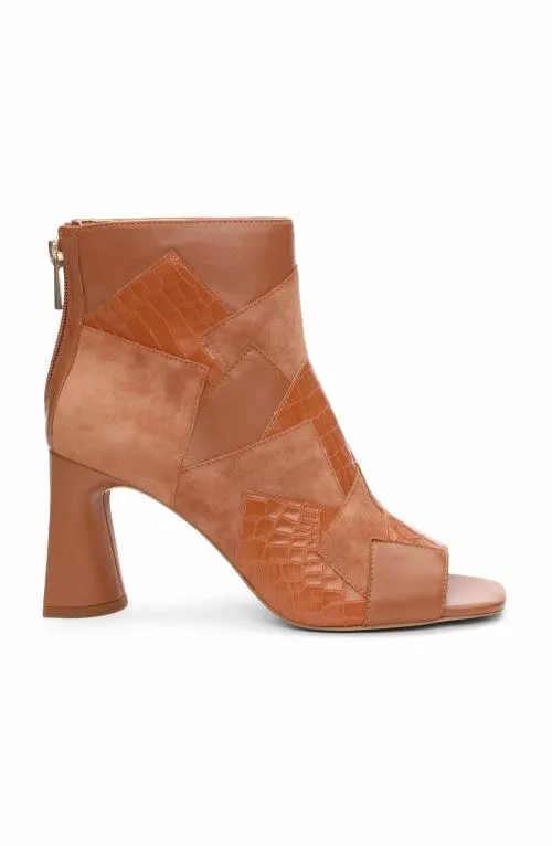 Women Boots Liverpool Los Angeles Park Bootie Multi Leather Patchwork Open Toe Luggage