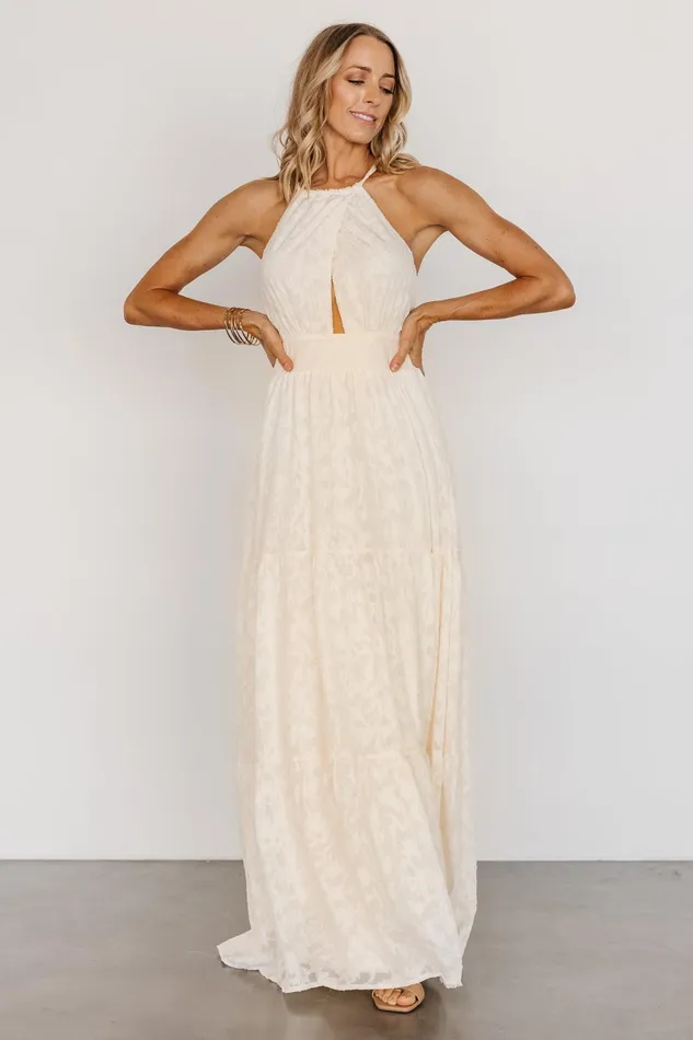 Women Bridal Baltic Born Eilish Embossed Maxi Dress Cream