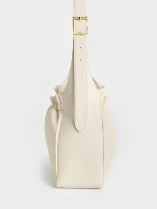 Women Brigette Ruched Shoulder Bag 8211 Cream CHARLES and KEITH Slouchy Bags