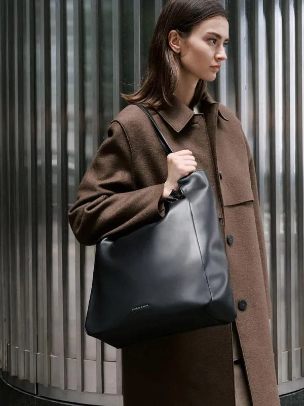 Women Brigette Ruched Tote Bag 8211 Noir CHARLES and KEITH Slouchy Bags