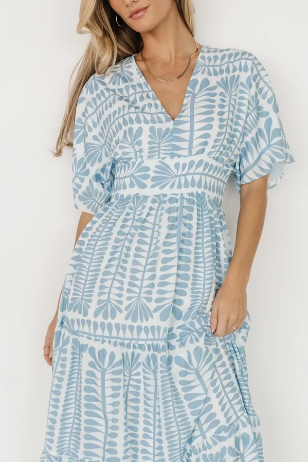Women Bump Friendly Baltic Born Austin Kimono Dress Blue Print