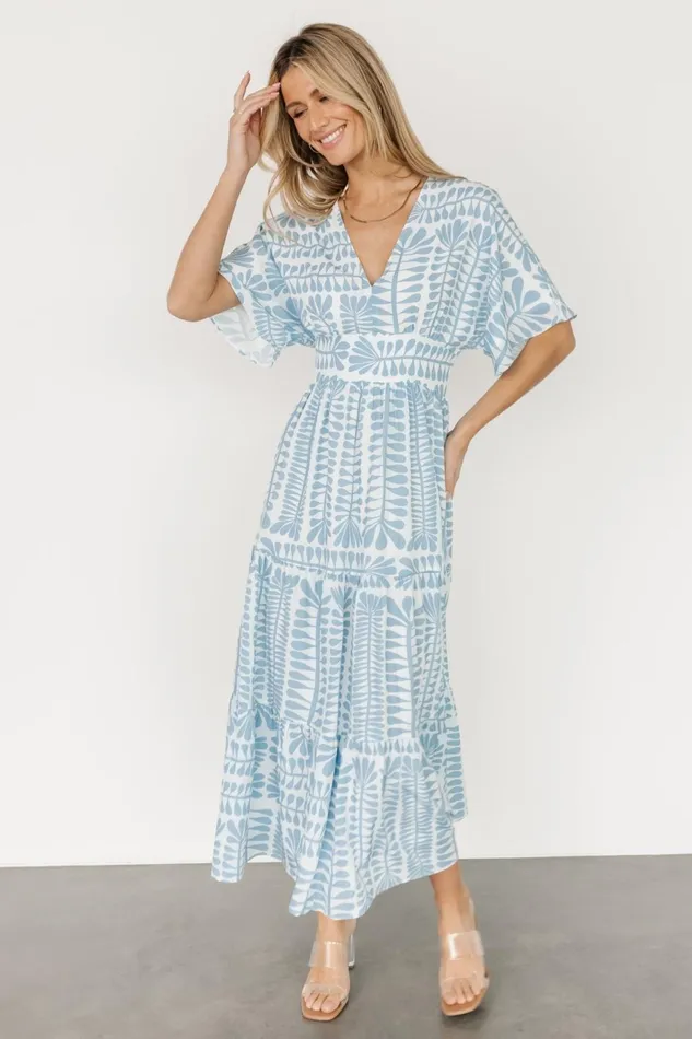 Women Bump Friendly Baltic Born Austin Kimono Dress Blue Print
