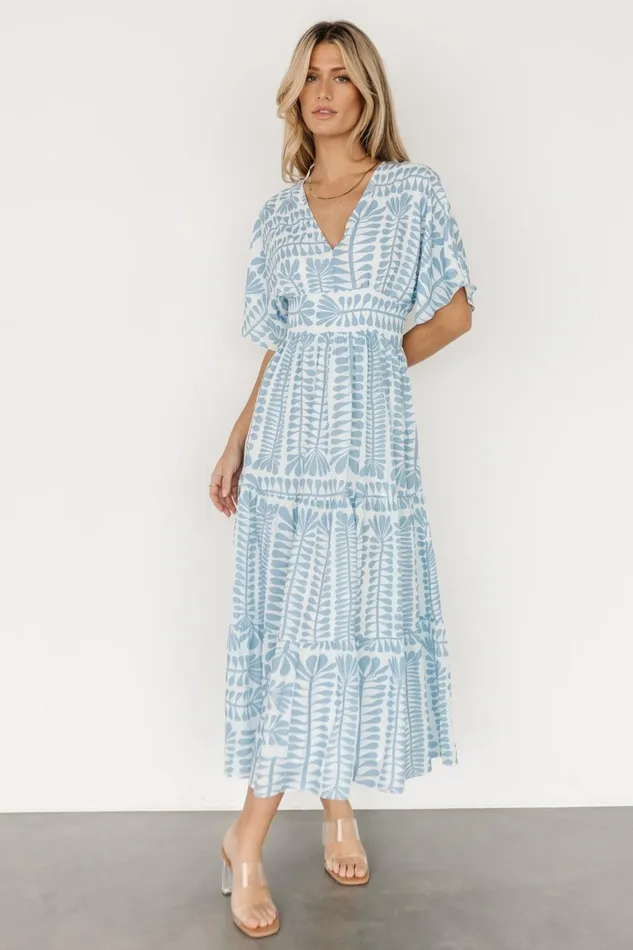 Women Bump Friendly Baltic Born Austin Kimono Dress Blue Print