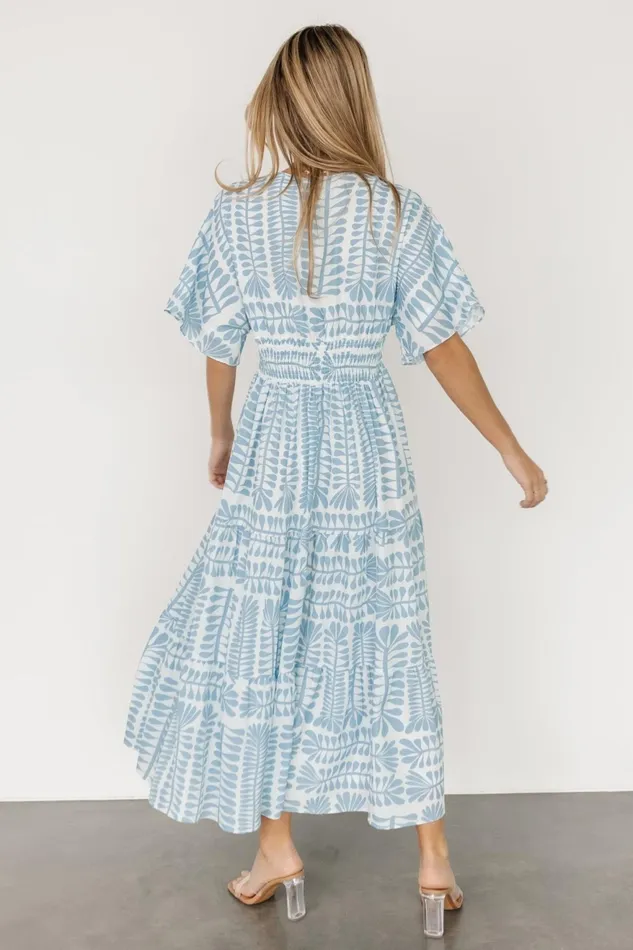 Women Bump Friendly Baltic Born Austin Kimono Dress Blue Print