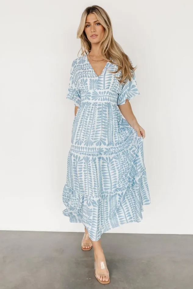 Women Bump Friendly Baltic Born Austin Kimono Dress Blue Print