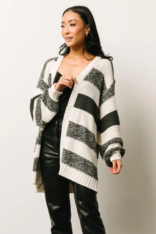 Women Cardigans Baltic Born Banff Stripe Cardigan Black Ivory Women Cardigans Baltic Born Banff Stripe Cardigan Black Ivory