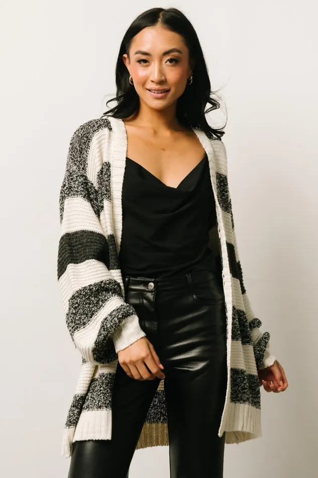 Women Cardigans Baltic Born Banff Stripe Cardigan Black Ivory Women Cardigans Baltic Born Banff Stripe Cardigan Black Ivory