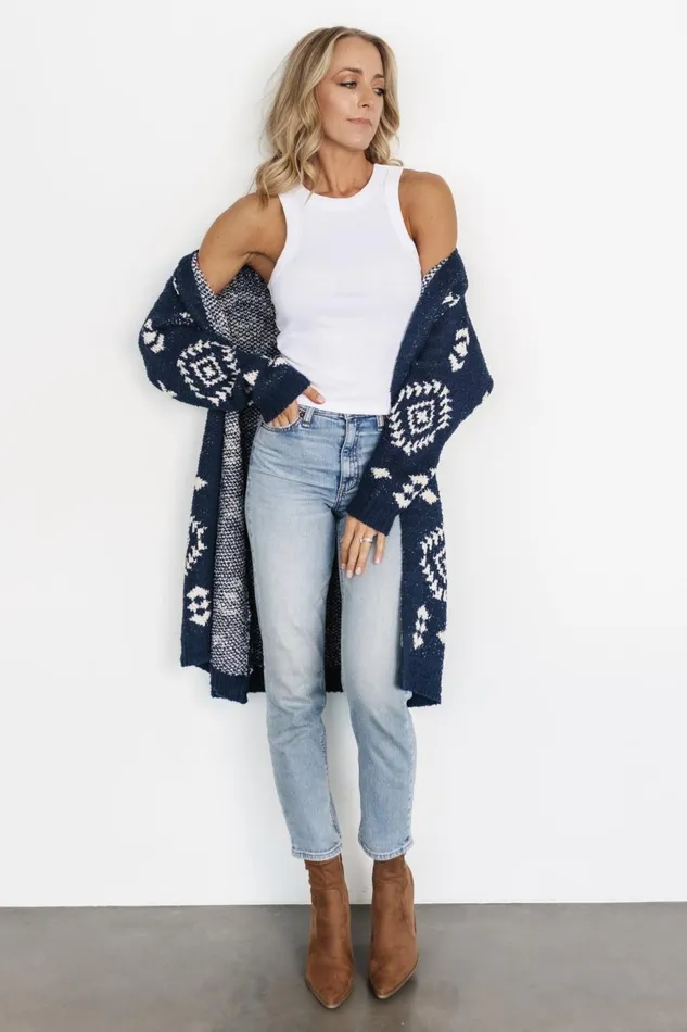Women Cardigans Baltic Born Missoula Oversized Cardigan Navy Ivory