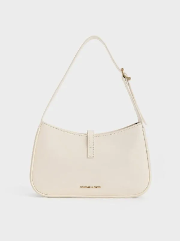 Women Cesia Metallic Accent Shoulder Bag 8211 Cream CHARLES and KEITH Shoulder Bags