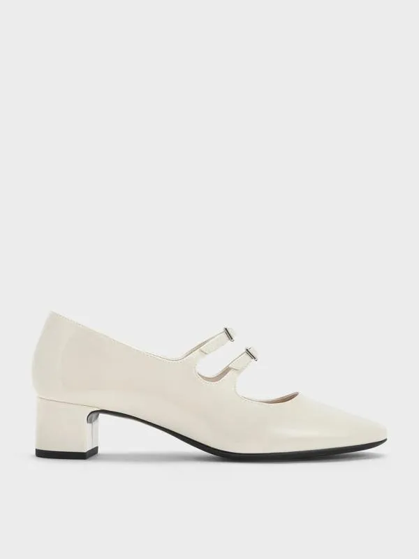 Women Clementine Double CrystalBuckle Mary Jane Pumps 8211 Chalk CHARLES and KEITH Pumps Women Clementine Double CrystalBuckle Mary Jane Pumps 8211 Chalk CHARLES and KEITH Pumps