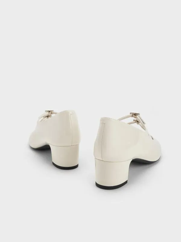 Women Clementine Double CrystalBuckle Mary Jane Pumps 8211 Chalk CHARLES and KEITH Pumps