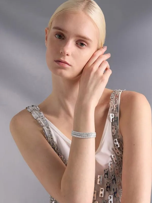 Women Crystal TripleRow Tennis Bracelet 8211 Silver CHARLES and KEITH Bracelets Women Crystal TripleRow Tennis Bracelet 8211 Silver CHARLES and KEITH Bracelets