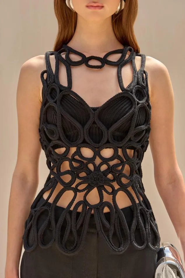 Women Cult Gaia Knits DANICA CROCHET TOP 8211 BLACK