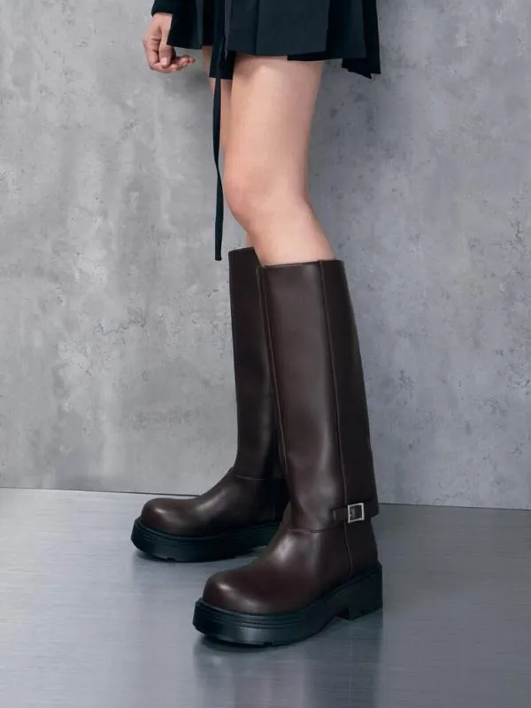 Women Davis Buckled FoldOver Boots 8211 Burgundy CHARLES and KEITH Boots