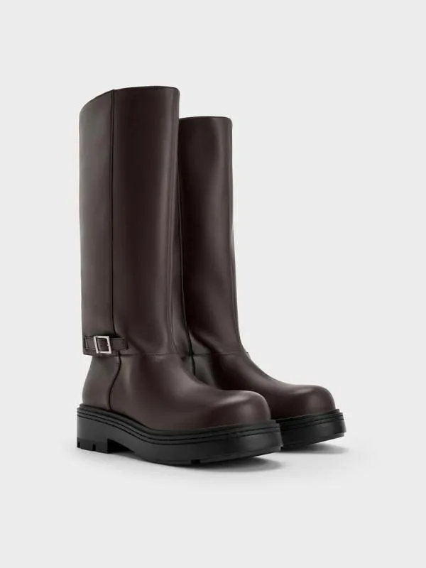 Women Davis Buckled FoldOver Boots 8211 Burgundy CHARLES and KEITH Boots