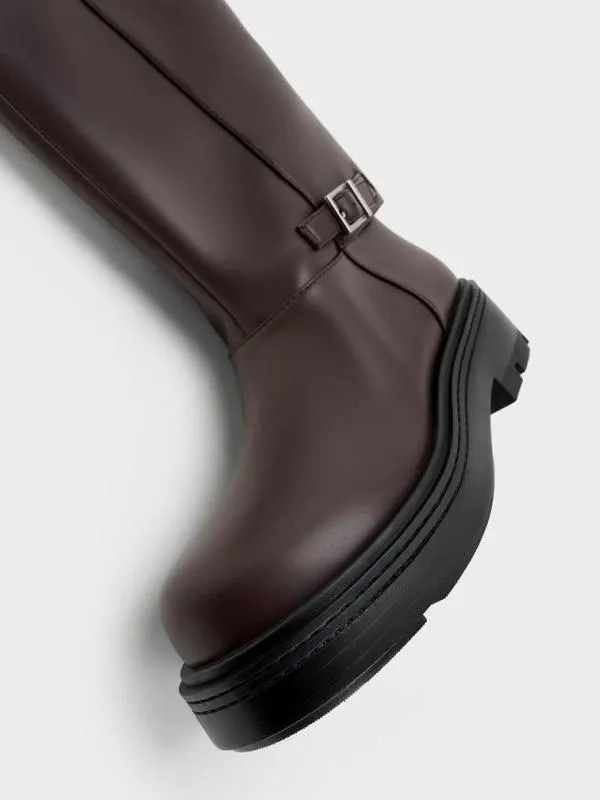 Women Davis Buckled FoldOver Boots 8211 Burgundy CHARLES and KEITH Boots