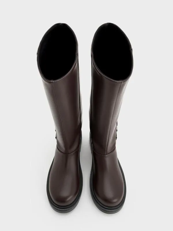 Women Davis Buckled FoldOver Boots 8211 Burgundy CHARLES and KEITH Boots