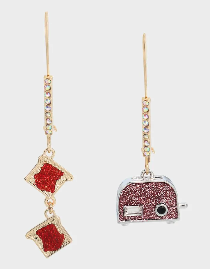 Women DEAR BETSEY MISMATCH TOASTER EARRINGS PINK Betsey Johnson