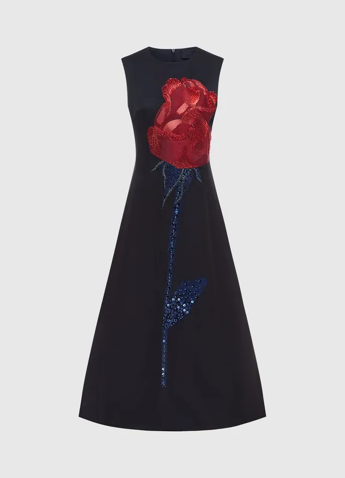 Women Dresses and Jumpsuits LEO LIN Cleo Embellished Sleeveless Midi Dress 8211 Rose Print