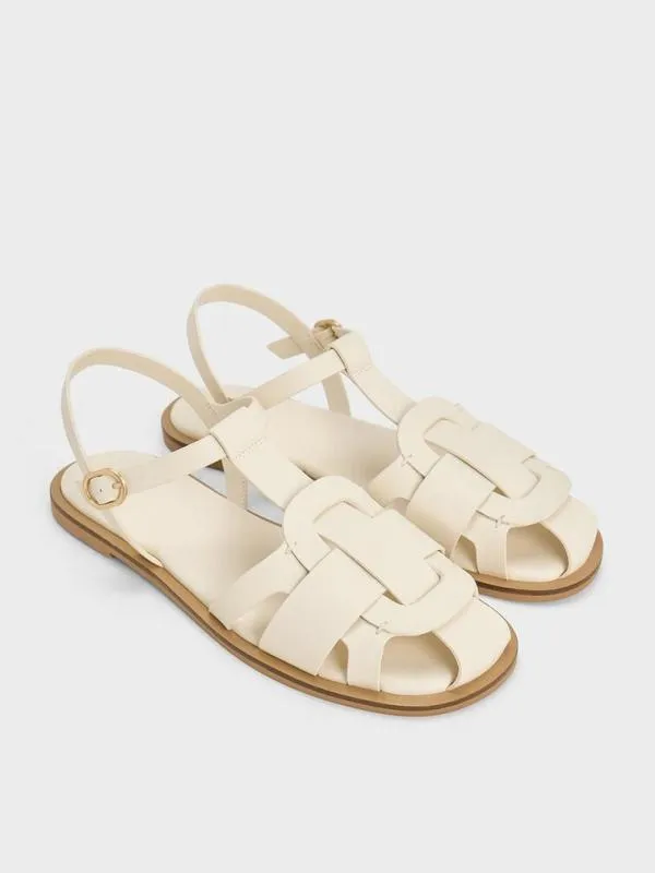 Women Easley TBar Caged Sandals 8211 Chalk CHARLES and KEITH Sandals