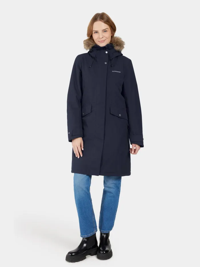 Women Erika Parka Dark Night Blue Didriksons Autumn Jackets