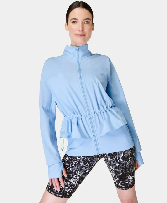 Women Fast Lane Running Jacket Filter Blue Sweaty Betty Coats and Jackets